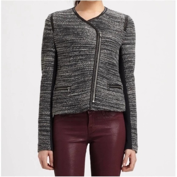 Rebecca Taylor wool alpaca leather blend boucle jacket 2